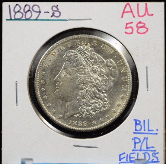 1889-S Morgan Dollar AU58 BiL PL Fields