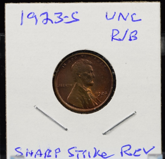 1923-S Lincoln Cent Red Brown UNC Sharp Strike Rev