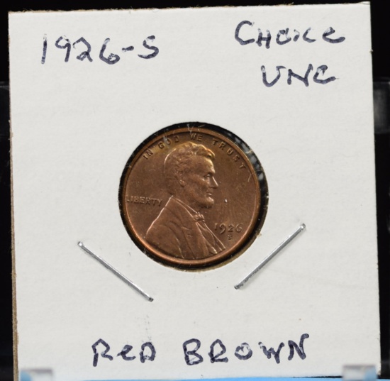 1926-S Lincoln Cent Red Brown Choice UNC