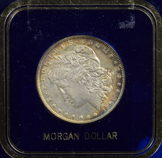 1892 Morgan Dollar Nice AU with Super Green/Blue Rim Tone