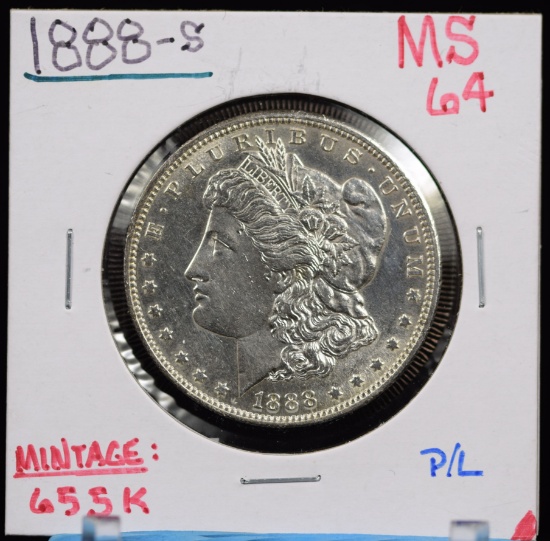 1888-S Morgan Dollar MS64 P/L Mint:655K
