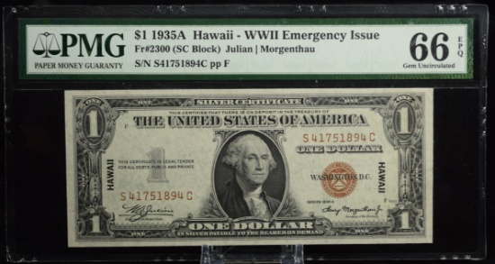 1935-A $1 Hawaii WWII Emergency Issue PMG 66 EPQ GEM UNC