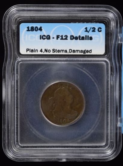 1804 Half Cent Plain 4 No Stems ICG F-12 details