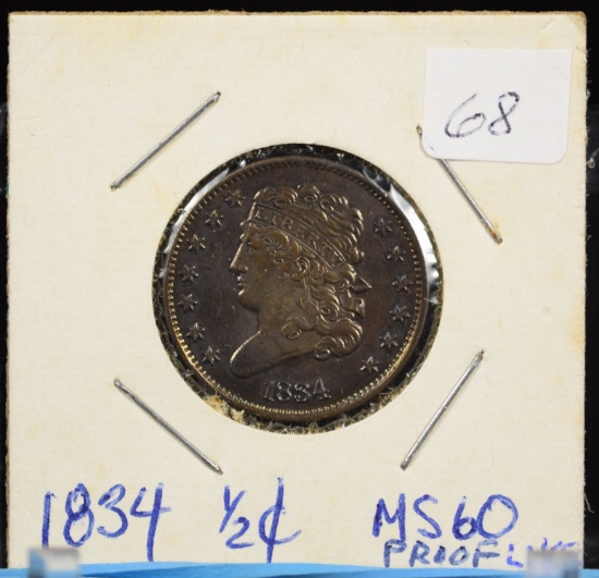 1834 Half Cent Braided UNC PL