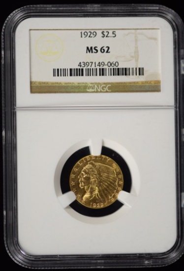 1929 $2.5 Gold Indian NGC MS-62