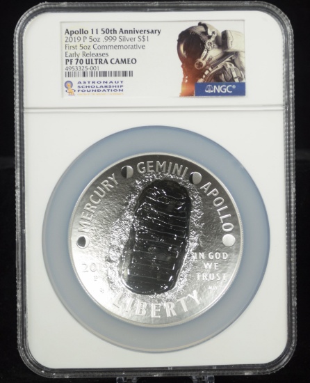 2019 Apollo 11 50th Anniversary 5 oz Silver NGC PF-70 UC