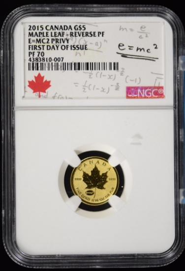 2015 Gold $5 Canada NGC PF-70 Maple Leaf Reverse