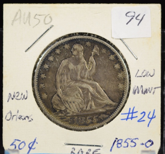 1855-O Seated Half Dollar Low Mintage AU