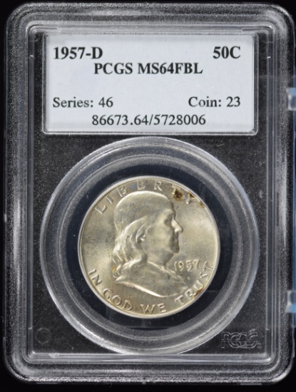 1957-D Franklin Half Dollar PCGS MS-64 FBL