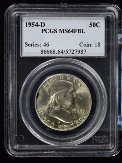 1954-D Franklin Half Dollar PCGS MS-64 FBL