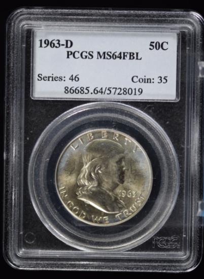 1963-D Franklin Half Dollar PCGS MS-64 FBL