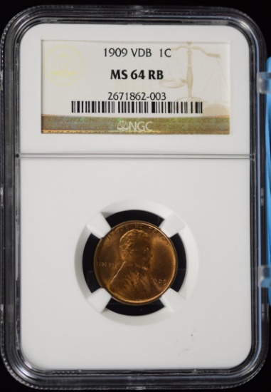 1909 VDB Lincoln Cent NGC MS-64 RB