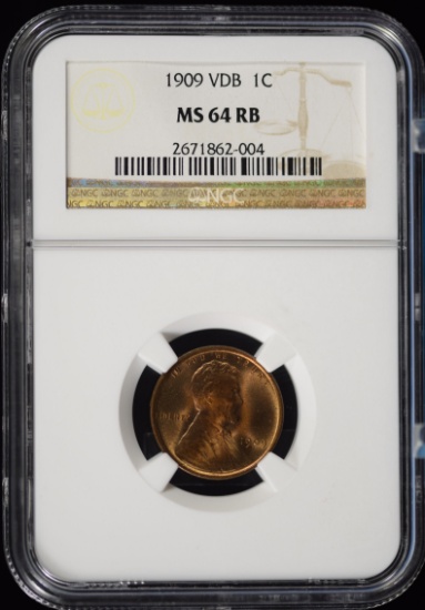 1909 VDB Lincoln Cent NGC MS-64 RB