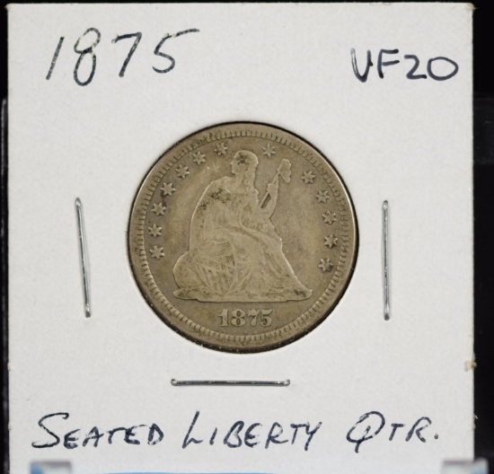 1875 Seated Quarter VF
