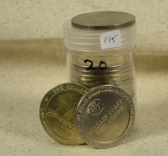 20 Las Vegas Roll of Casino Tokens