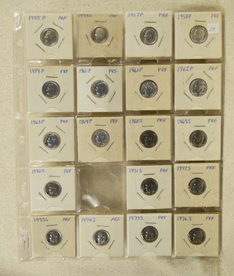 1955-1981 Proof Roosevelt Cameo Dime Collection