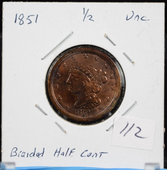 1851 Half Cent UNC