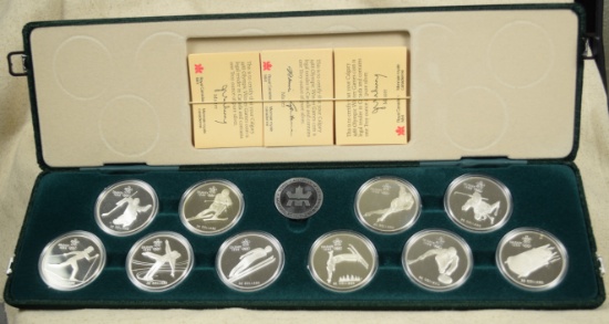 1988 Canada Winter Olympics 1oz Silver 10 Pc GEM PF Set