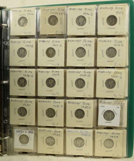 Complete Set of Mercury Dimes 1916-1945-S G-UNC