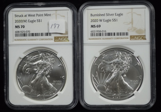 2020 & 2020-W Burnished ASE NGC MS69/70 Set