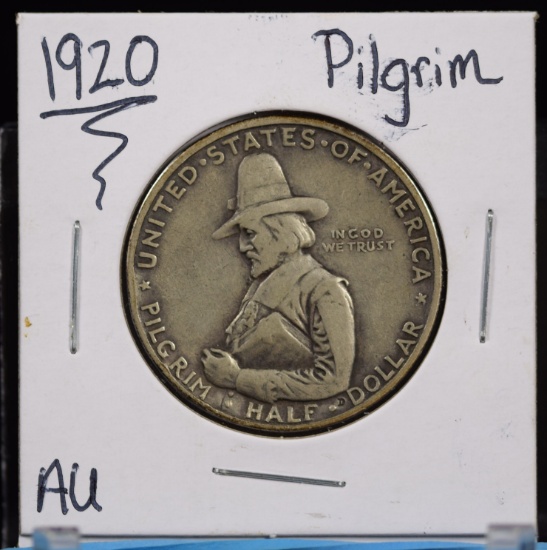 1920 Pilgrim Commem Half Dollar AU
