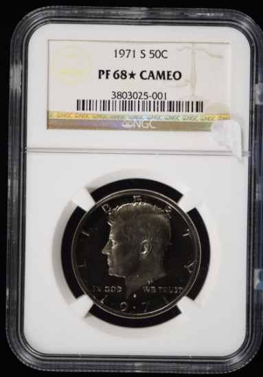 1971-S Proof Kennedy Half Dollar NGC PF-68* Star Cameo