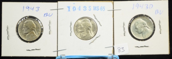 1943 Jefferson Nickels PDS UNC