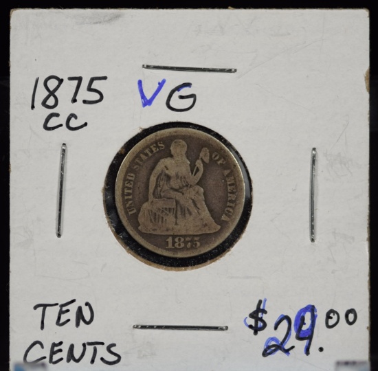 1875-CC Seated Dime VG