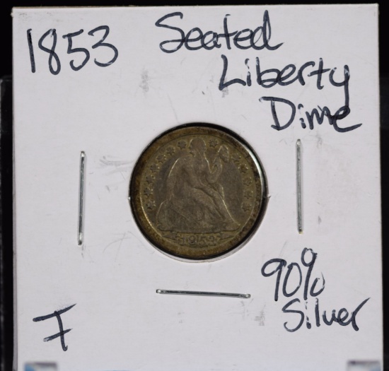 1853 Seated Dime Arrows VF