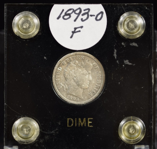 1893-O Barber Dime F details Bent