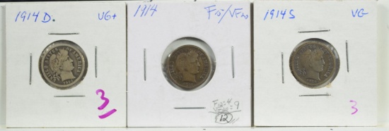 1914 PDS Barber Dimes VG/Fine