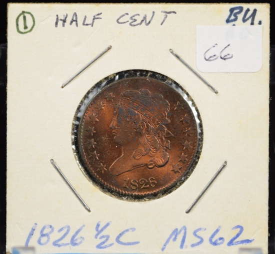 1826 Half Cent Braided GEM UNC