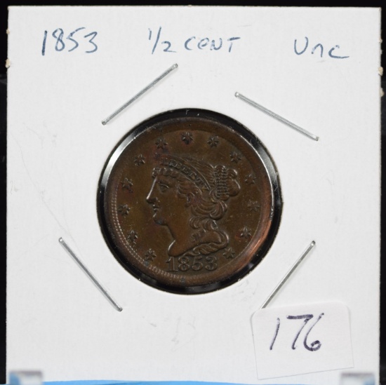 1853 Half Cent UNC