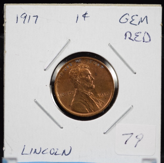 1917 Lincoln Cent GEM UNC Red