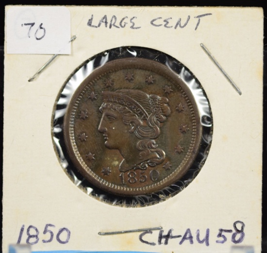 1850 Large Cent Braided AU Plus