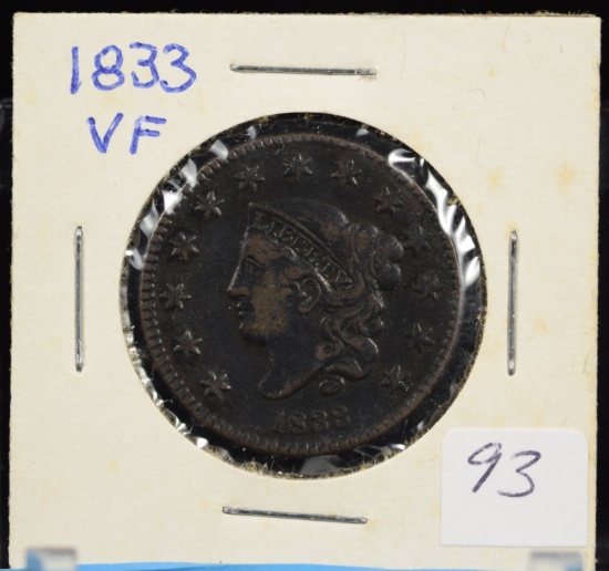 1833 Large Cent Very Fine