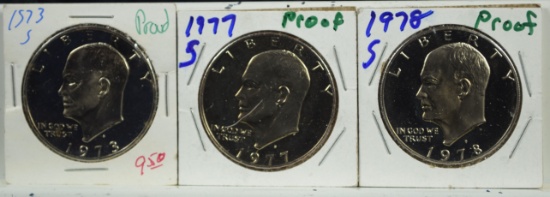 Set of 3 Proof IKE Dollars S Mint 73-77-78