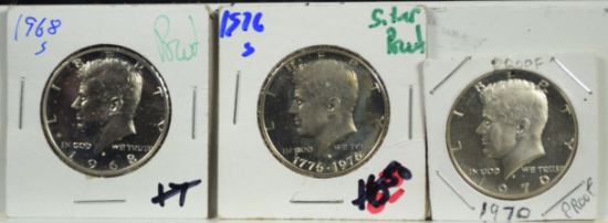 3 Silver Proof Kennedy Half Dollars