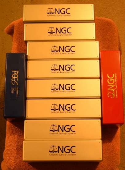 10 NGC or PCGS empty plastic coin boxes
