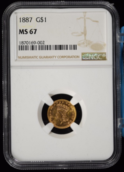 1887 $1 Gold Liberty NGC MS-67