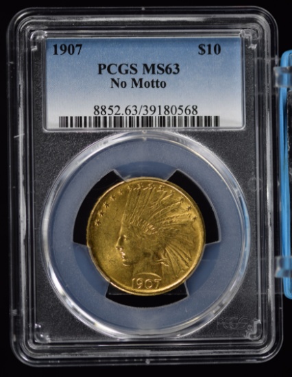 1907 $10 Gold Indian No Motto PCGS MS-63