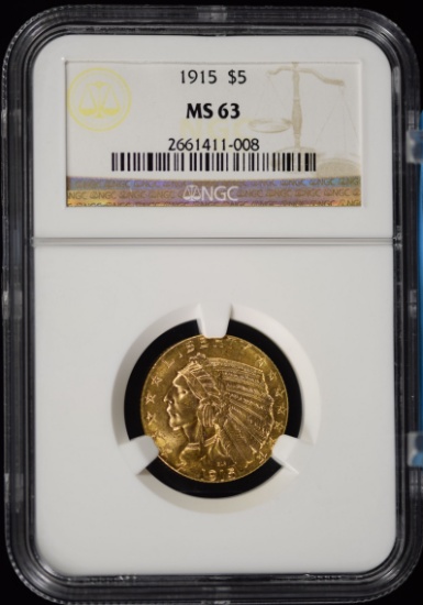 1915 $5 Gold Indian NGC MS-63