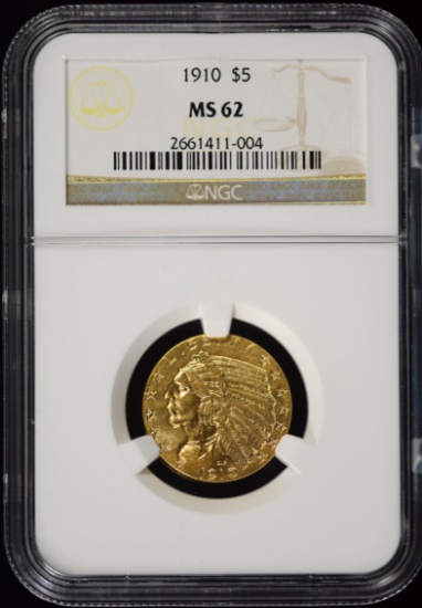 1910 $5 Gold Indian NGC MS-62