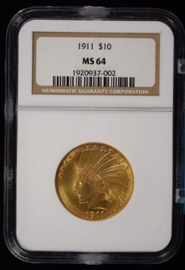 1911 $10 Gold Indian NGC MS-64