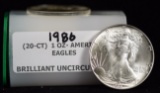 1986 Roll of 20 American Silver Eagles BU