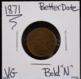 1871 Indian Head Cent VG Bold N