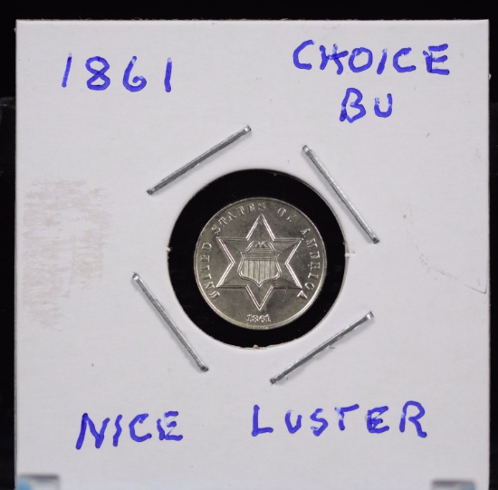 1861 Three Cent Silver UNC