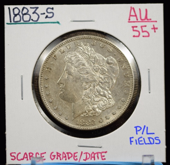 1883-S Morgan Dollar AU55 Plus PL Fields