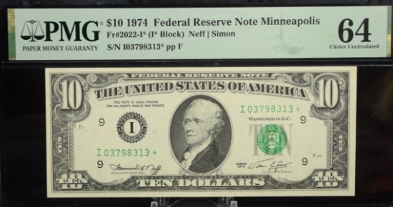$10 1974 FRSN Minneapolis I03798313* Star PMG64 UNC