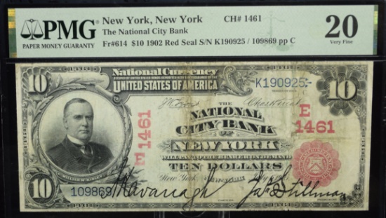 $10 1902 Red Seal New York-NY 19025 PMG20 Very Fine
